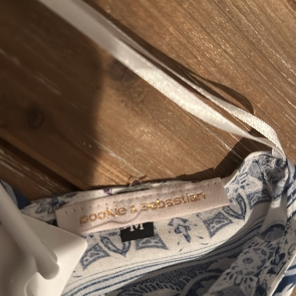 Pookie and Sebastian Blue and White Floral Mini Dress size medium NWT - Picture 10 of 10